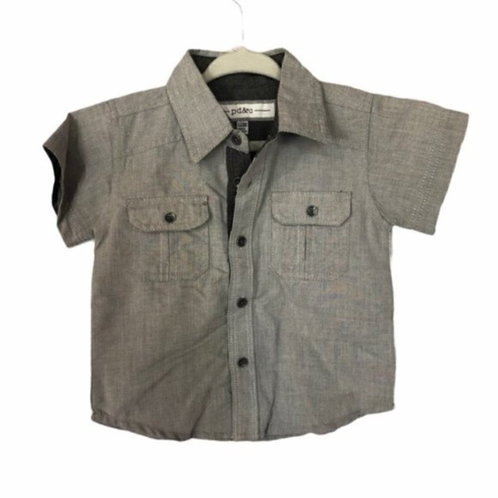 Paper Denim &‎ Cloth Gray Short Sleeve Button Down 12M